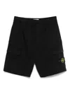 Stone Island Cargo Shorts With Compass Badge In Black