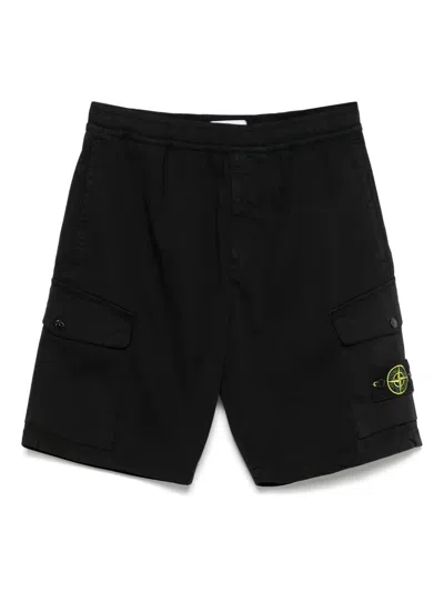 Stone Island Cargo Shorts With Compass Badge In Black