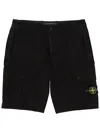 Stone Island Old Effect Cotton Cargo Bermuda Shorts Clothing In Black