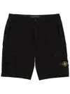 Stone Island Old Effect Cotton Cargo Bermuda Shorts Clothing In Black