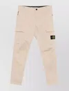 Stone Island Straight Leg Trousers With Buttoned Back Pockets In Neutral