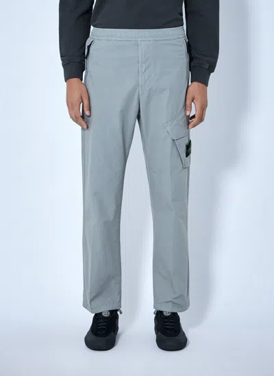 Stone Island Cargo Trousers With Elasticated Waistband In Gray