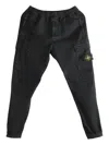 Stone Island Cargo Trousers With Logo Patch In Black