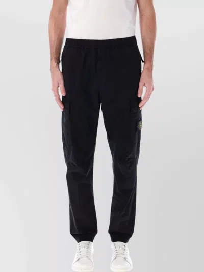 Stone Island Cargo Utility Pants Elastic Waistband In Black
