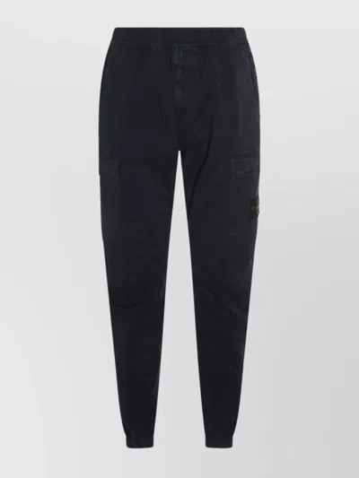 Stone Island Cargo Utility Trousers Elastic Waistband In Black