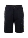 Stone Island Old Effect Cotton Cargo Bermuda Shorts Clothing In Black