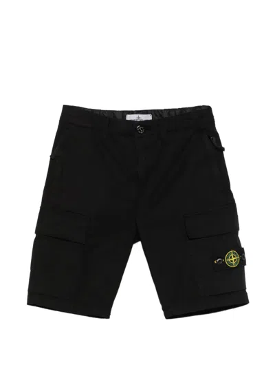 Stone Island Kids' Cargo-pocket Shorts In Black