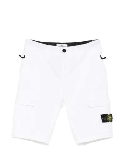 Stone Island Kids' Cargo-pocket Shorts In White