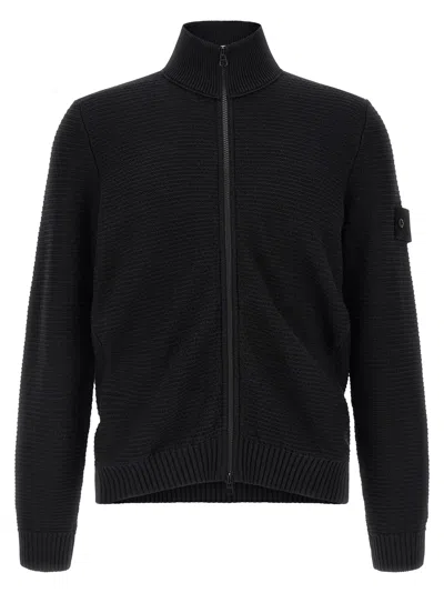 Stone Island Cashmere Cotton Cardigan Sweaters And Cardigans Black In Multi