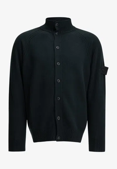 Stone Island Cashmere Knit Cardigan In Blue