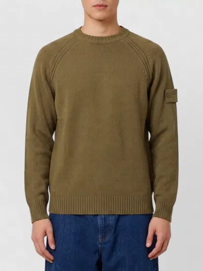Stone Island Cashmere Ribbed-knit Regular-fit Crew-neck Sweater In Green
