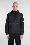 Stone Island Black Jacket With Compass Logo Patch Applied On The Sleeve In Tech Fabric Man