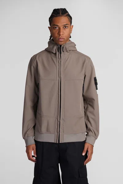 Stone Island Casual Jacket In Beige Polyester In Gray