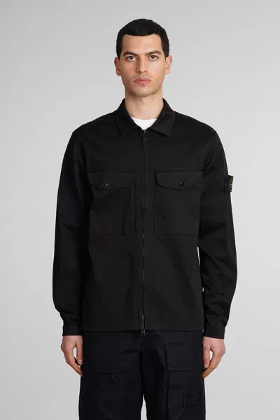Stone Island Casual Jacket In Black Cotton