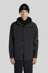 Stone Island Hooded Jacket Hand Pockets In Black