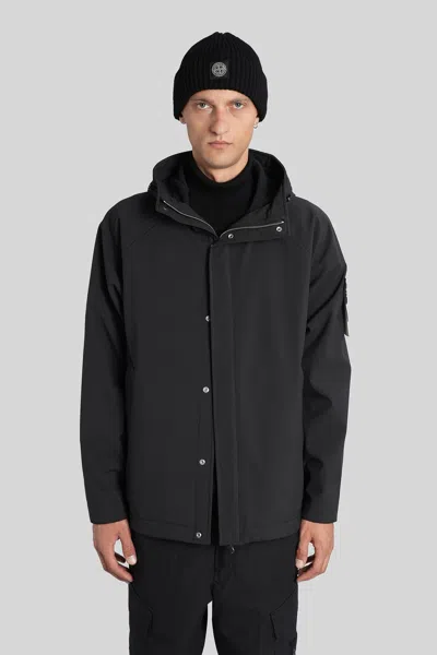 STONE ISLAND CASUAL JACKET IN BLACK POLYESTER