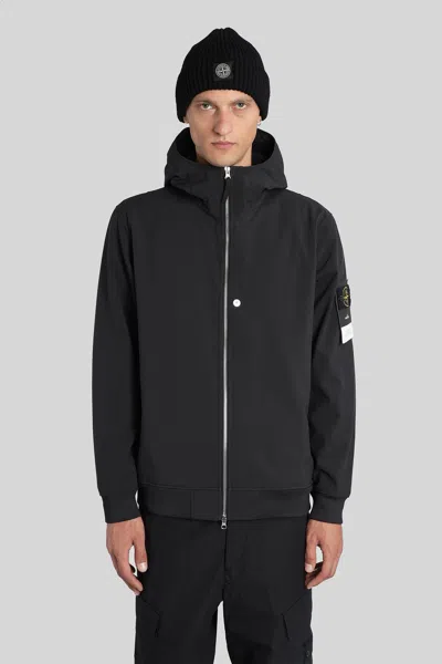 STONE ISLAND CASUAL JACKET IN BLACK POLYESTER
