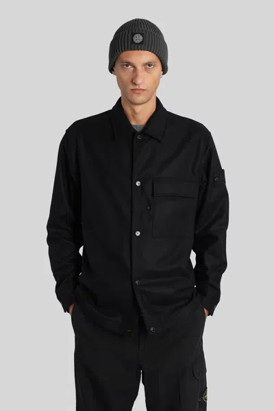 STONE ISLAND CASUAL JACKET IN BLACK WOOL