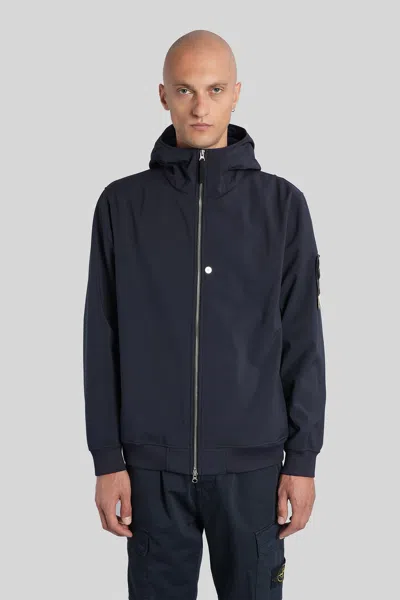 STONE ISLAND CASUAL JACKET IN BLUE POLYESTER