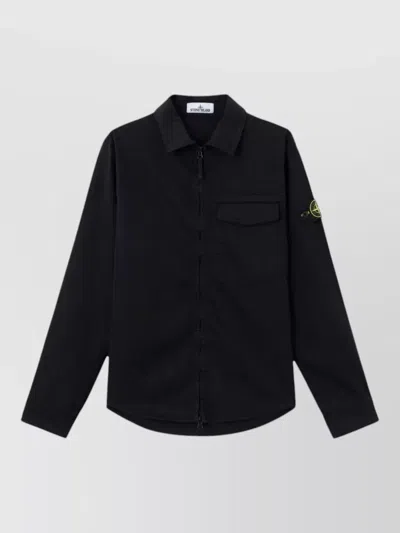 Stone Island Casual Shirt Buttoned Cuffs Chest Pocket In Black