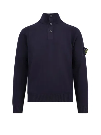 Stone Island Certified Virgin Wool Blend Sweater In Blue