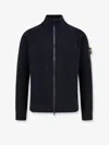 Stone Island Certified Virgin Wool Cardigan In Black