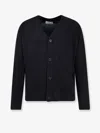 Stone Island Certified Virgin Wool Cardigan In Black