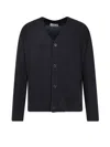 Stone Island Certified Virgin Wool Cardigan In Blue