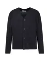 Stone Island Certified Virgin Wool Cardigan In Black