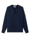 Stone Island Cardigan With Reverse Stitch Details And Button Fastening In Blue