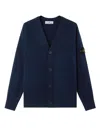 Stone Island Cardigan With Reverse Stitch Details And Button Fastening In Blue