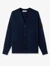 Stone Island Cardigan With Reverse Stitch Details And Button Fastening In Blue