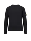 Stone Island Wool Crew Neck Pullover In Black