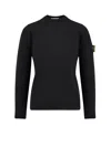 Stone Island Long Sleeve Ribbed Cuff Crew Neck Sweater In Black