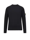 Stone Island Long Sleeve Ribbed Cuff Crew Neck Sweater In Black