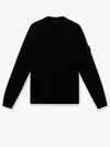 Stone Island Stretch Wool Crewneck Sweater With Reverse Stitch Details In Black