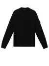 Stone Island Stretch Wool Crewneck Sweater With Reverse Stitch Details In Black