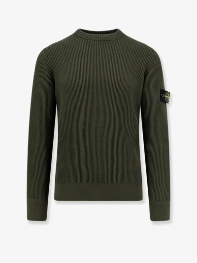 Stone Island Two-tone Fern-coloured Cotton Sweater In Green
