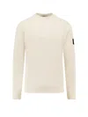Stone Island Ribbed Crew-neck Cotton Sweater With Long Sleeves In Neutral