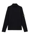Stone Island Turtleneck Jumper With Finely Ribbed Trims In Black