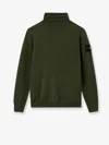 Stone Island Certified Virgin Wool Turtleneck Sweater In Green