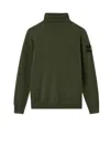 Stone Island Certified Virgin Wool Turtleneck Sweater In Green