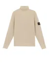 Stone Island Certified Virgin Wool Turtleneck Sweater In White