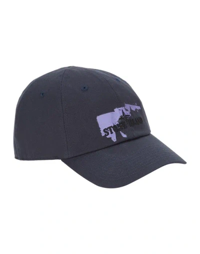 Stone Island Cap Blue Cotton