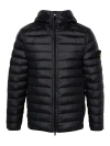Stone Island Compass-logo Hooded Down Jacket In Blue