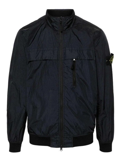 Stone Island Jacket With Patch In Blue