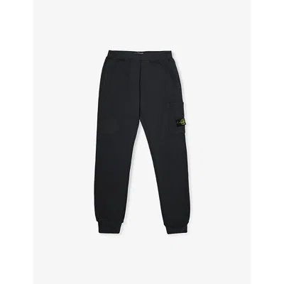 Stone Island Kids' Brand-patch Straight-leg Cotton-jersey Jogging Bottom In Charcoal