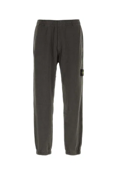 Stone Island Charcoal Cotton Joggers In Gray