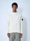 Stone Island Chenille Cotton Sweater In White