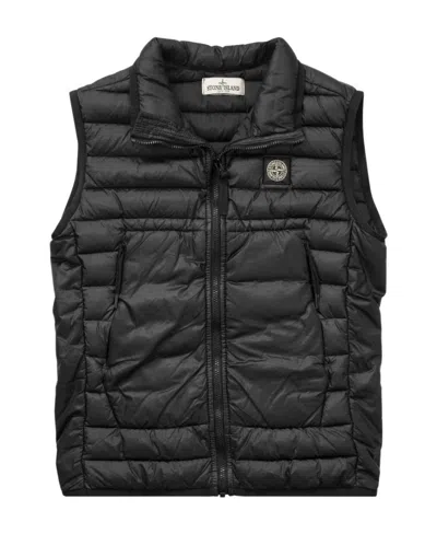 Stone Island Chest Logo-patch Detail Gilet In Black